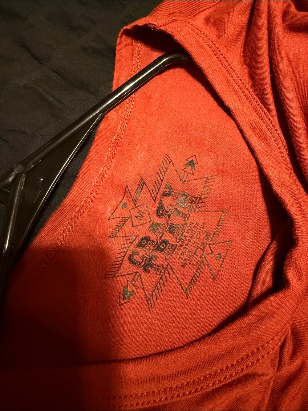 Crazy Train Long Sleeve Tee in Rust Red with Black Graphic